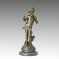 Kids Statue Boy and Violin Bronze Sculpture, Auguste Moreau TPE-304